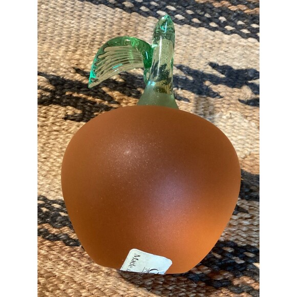 Frosted Glass Art Peach Paperweight by Crowning Touch With Sticker Made Taiwan - Picture 6 of 16